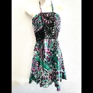 SUSIE ROSE all over print halter dress size medium